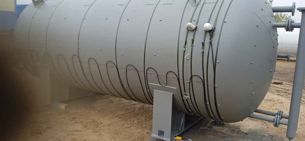 Монтаж греющего кабеля на емкость сбора конденсата паров